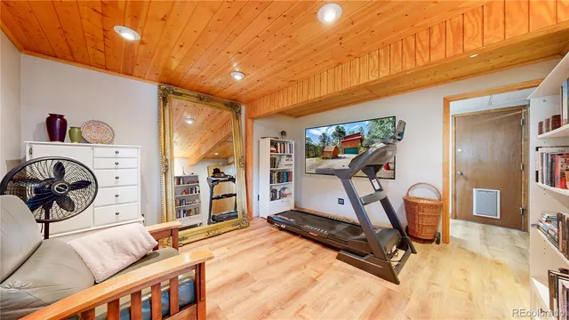 a view of a room with gym equipment