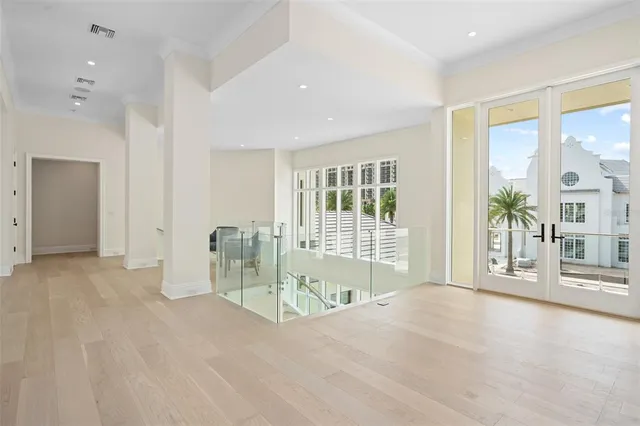 a bedroom with a bed and a walk in closet