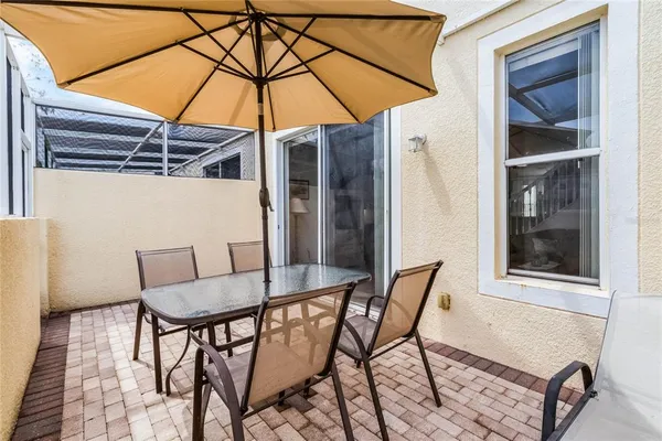 a view of an outdoor space with seating area