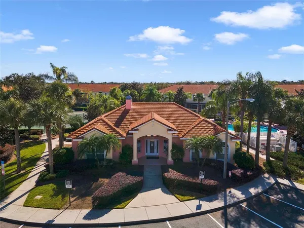 a aerial view of a house with a garden