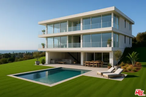 a view of a house with swimming pool and porch