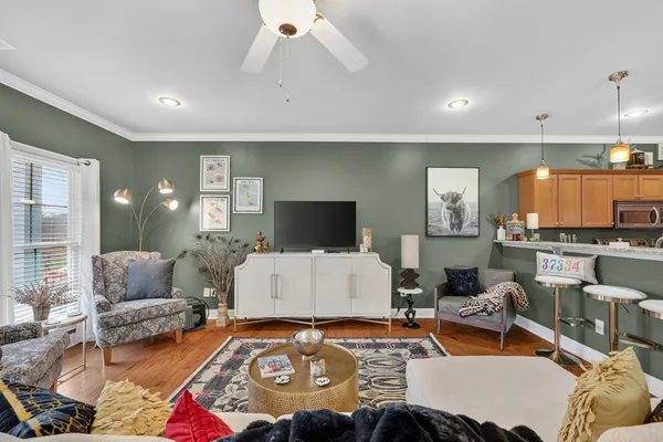 a living room with furniture and a couch