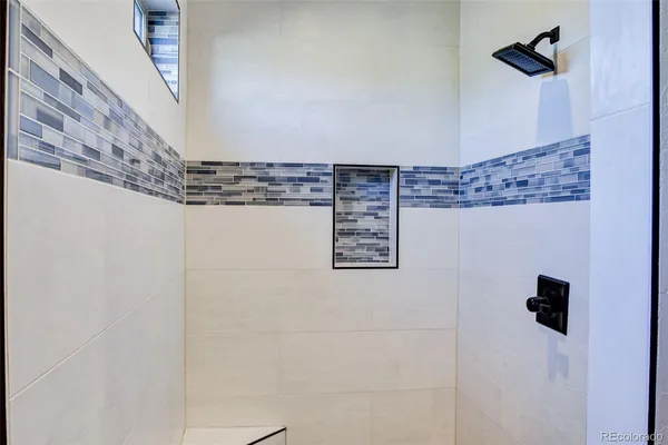 a close view of a shower in a bathroom