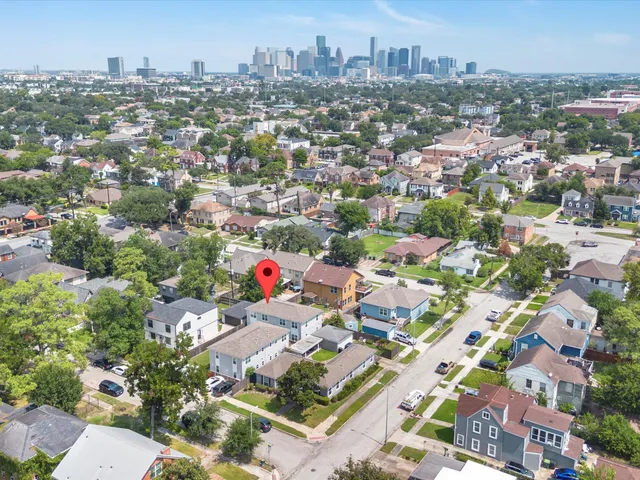 an aerial view of a city