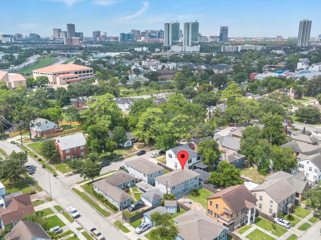 an aerial view of a city