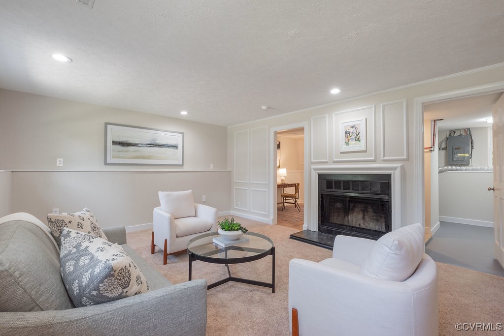 5003 Meredith Woods Road Glen Allen, VA 23060 - Photo 14 of 36 a living room with furniture and a fireplace