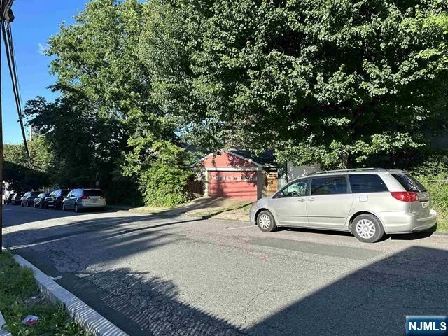 an outdoor view with a car parked