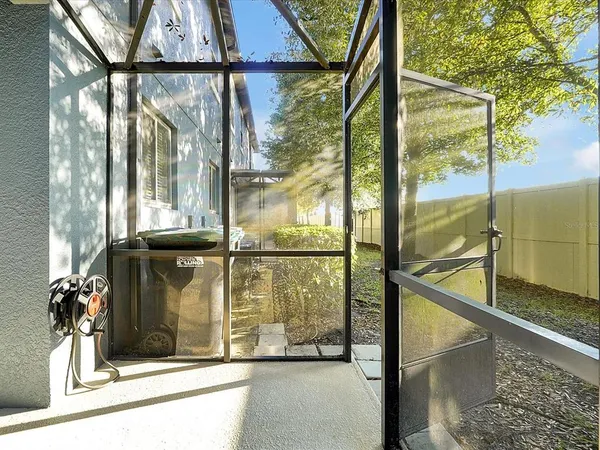 a view of a yard with an trees