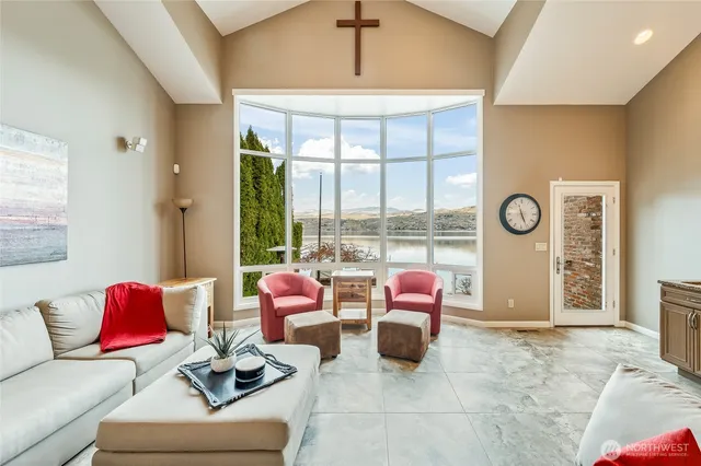 a view of a livingroom with wooden floor