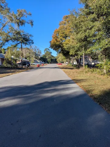 a view of street with houses