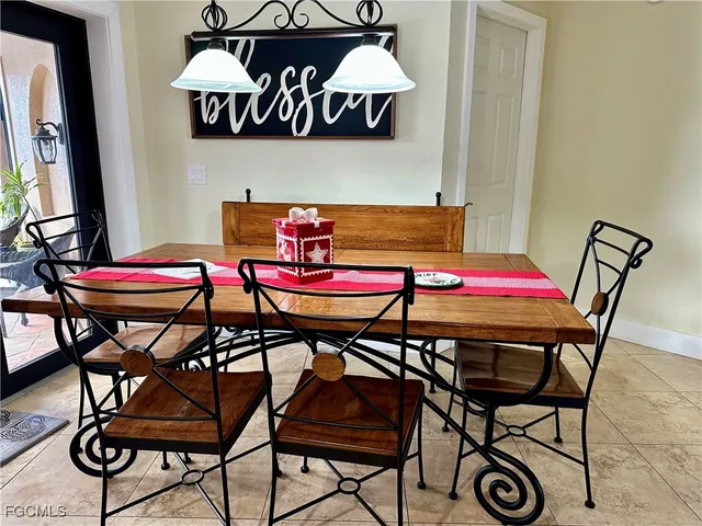 a table and chairs in a room