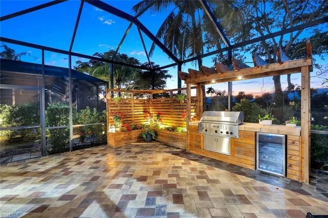 a view of a porch with furniture