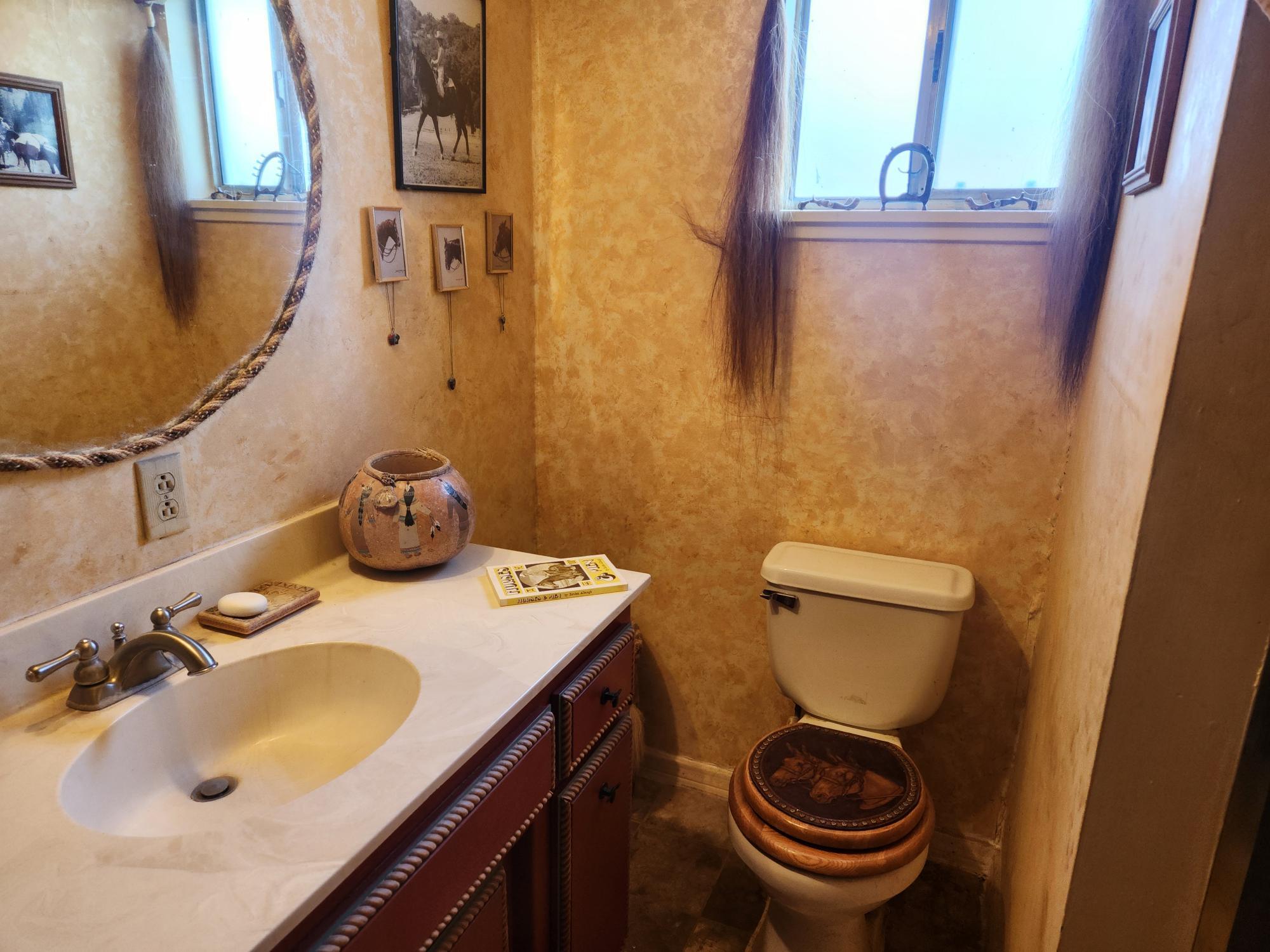 25965 Cir Bell Road Fall River Mills, CA 96028 - Photo 18 of 53 a bathroom with a sink a toilet and a mirror