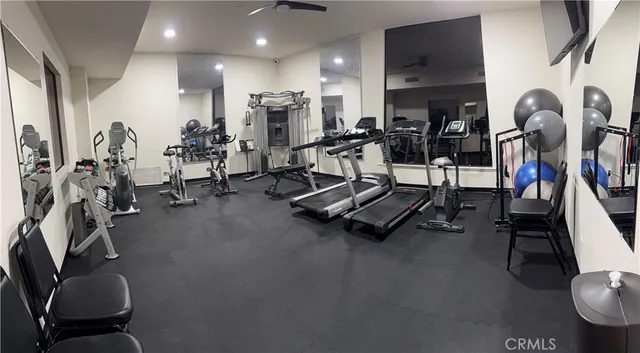 a view of a room with gym equipment