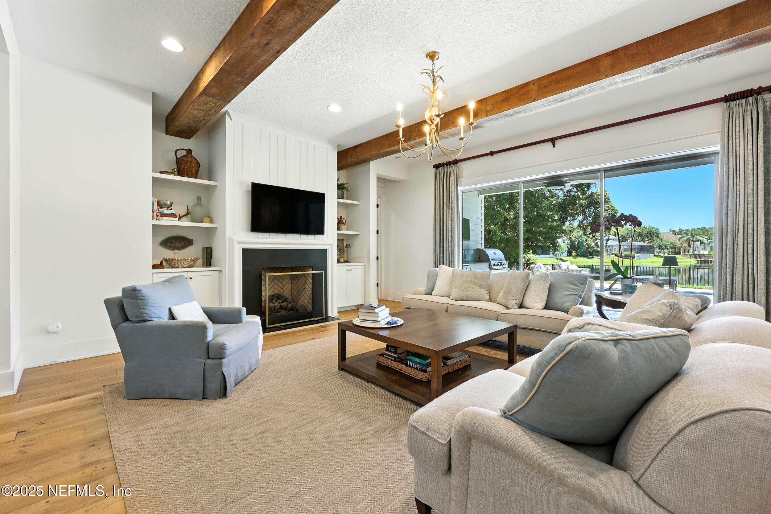 116 Palm Bay Court Ponte Vedra Beach, FL 32082 - Photo 20 of 60 a living room with furniture a fireplace and a flat screen tv