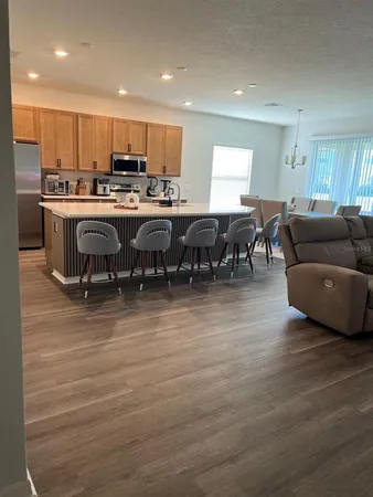 a open kitchen with lots of counter top space
