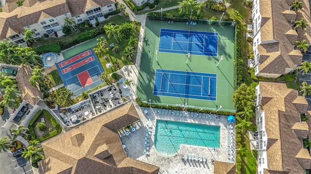 a view of city and green space