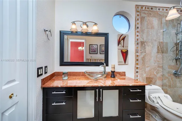 a living room with furniture