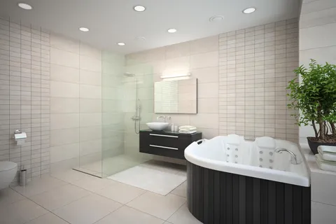 a bathroom with a bathtub sink and toilet