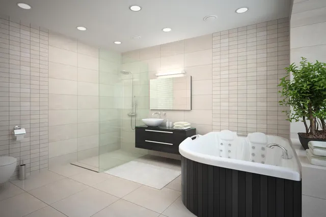a bathroom with a bathtub sink and toilet