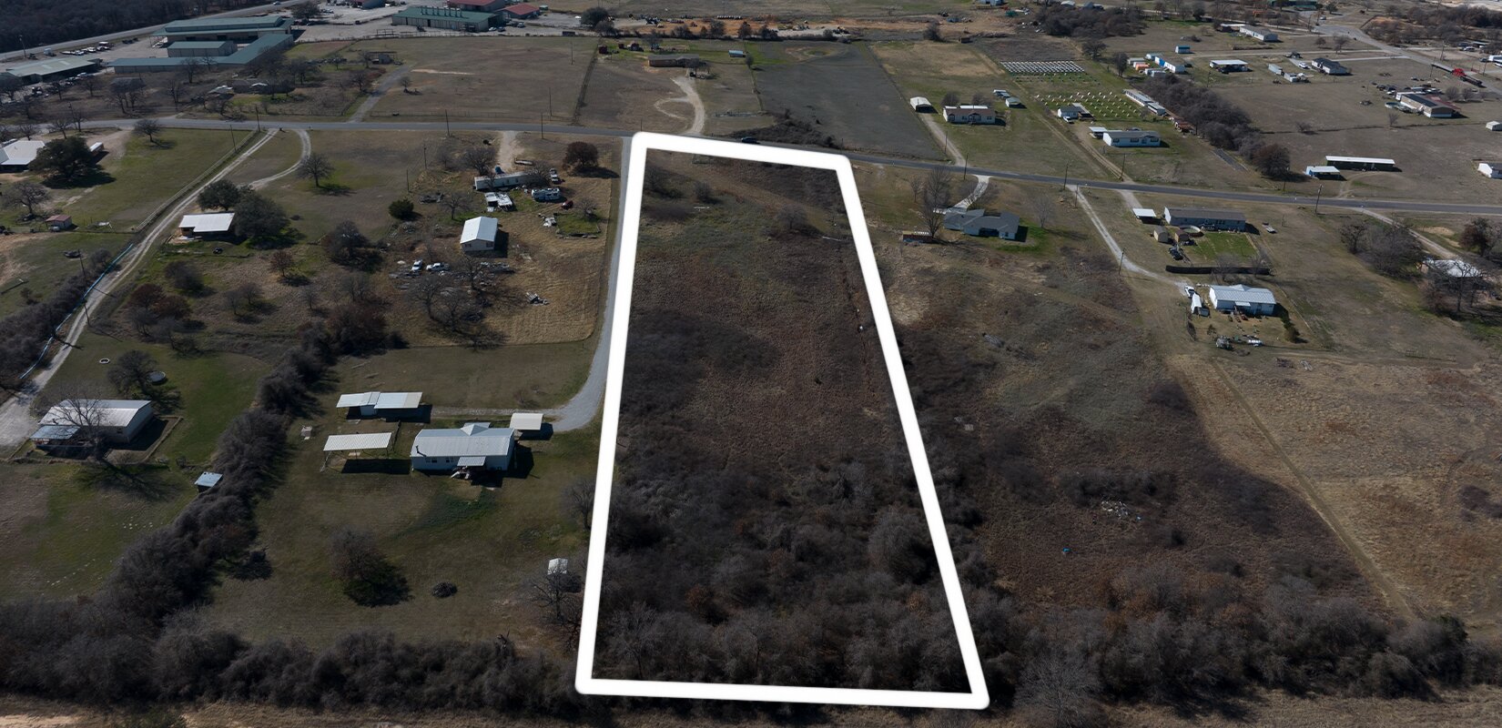 230 Big Salty Lane Springtown, TX 76082 - Photo 4 of 4 Aerial view of property's location with property parcel outlined and rural landscape