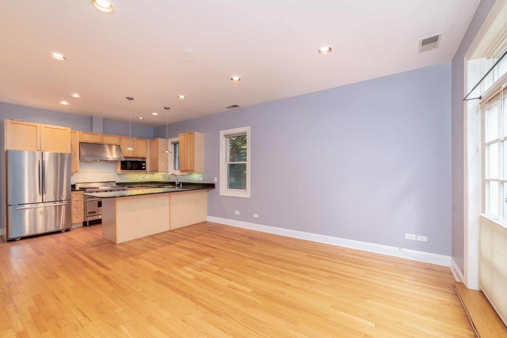 4425 North Racine Avenue, Unit 1S Chicago, IL 60640 - Photo 4 of 28 a large kitchen with a large window and stainless steel appliances