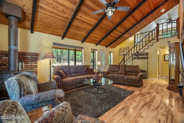 a living room with furniture and a couch