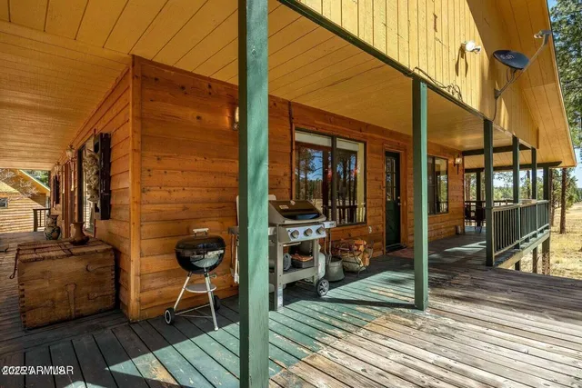 a view of a balcony and front door