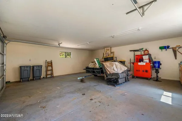 a car is parked in a garage