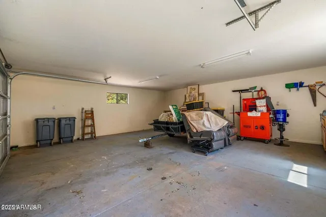 a car is parked in a garage