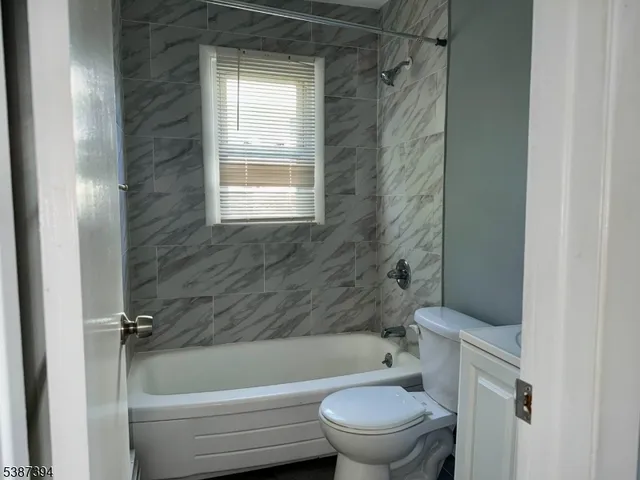 a bathroom with a toilet and a bathtub