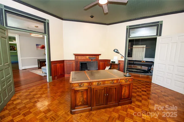 workspace with wooden floor