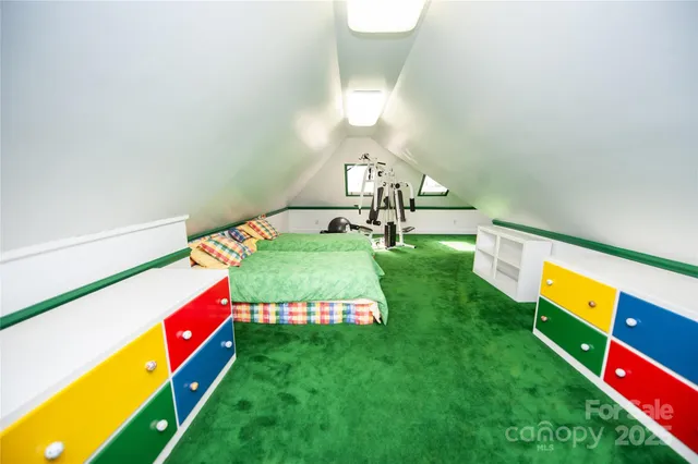 a room with yard and stairs