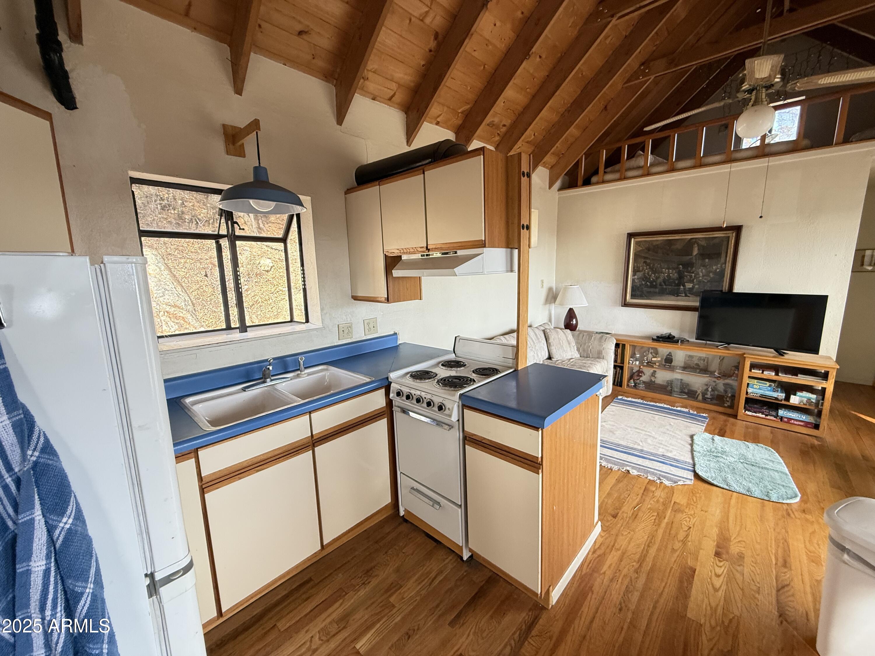 6358 Mountain View Road Crown King, AZ 86343 - Photo 6 of 42 a kitchen with a stove and a microwave