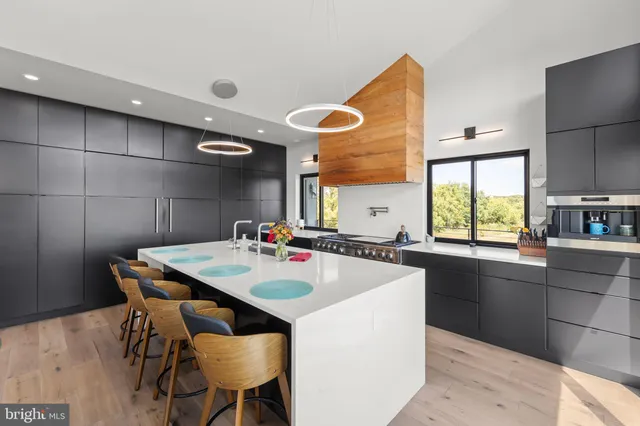 a bedroom with a bed and furniture