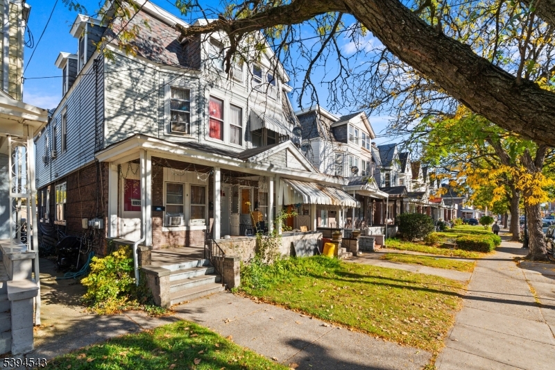 a view of a building with a garden