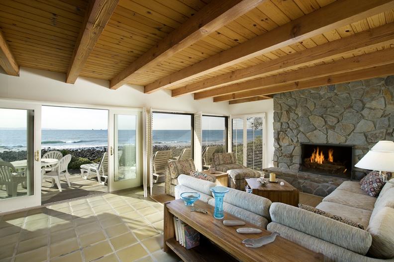 162 Rincon Point Road Carpinteria, CA 93013 - Photo 3 of 8 LR with fireplace & gorgeous ocean views