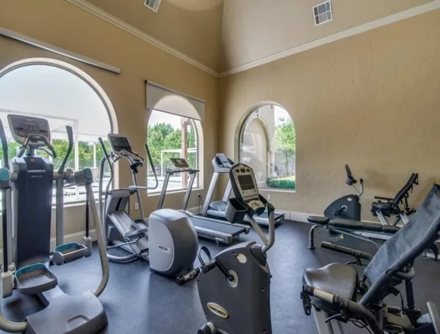 a room with gym equipment