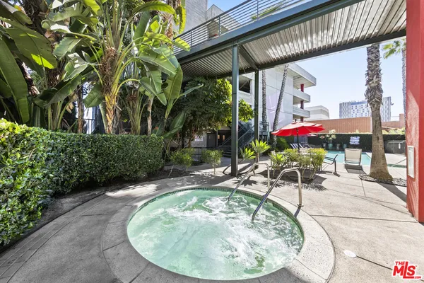 an outdoor view with patio