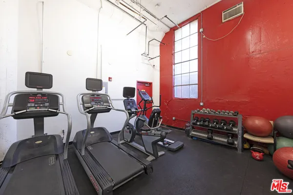 a room with gym equipment