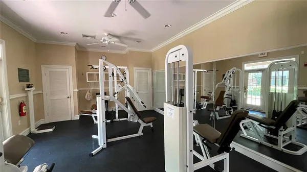 a view of a room with gym equipment