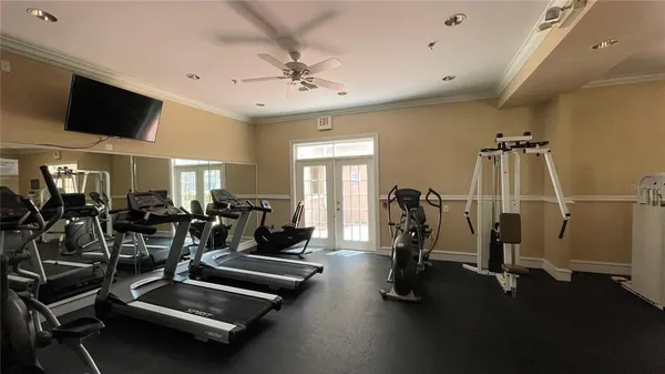 a view of a room with gym equipment