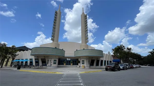 a view of a building with a pathway park