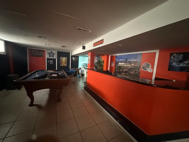 a lobby with furniture and window