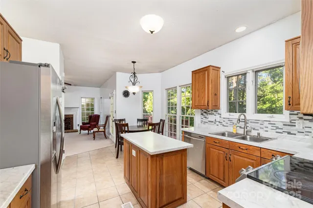a kitchen with lots of counter top space