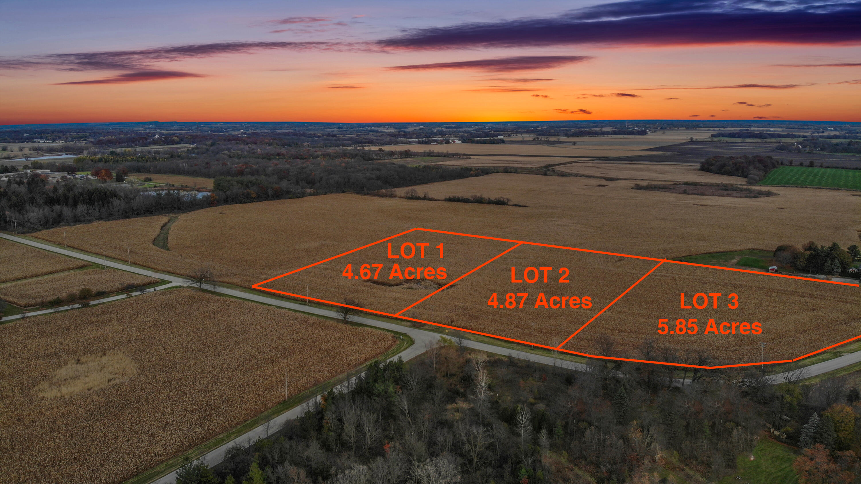 Lt2 Sharp Road Burlington, WI 53105 - Photo 1 of 1 SharpRoadLotLinesTwilight