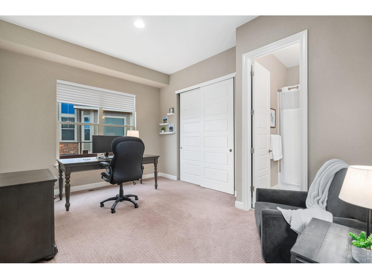 5879 Story Road Timnath, CO 80547 - Photo 23 of 49 Secondary bedroom on the main floor is currently used as an office; has special window tinting so you can see out but no one can see in!