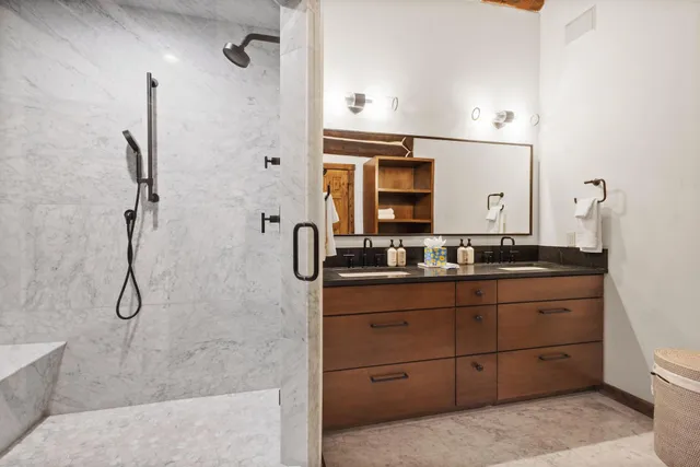 a view of a balcony with furniture