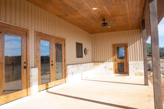 a view of a lake with a yard