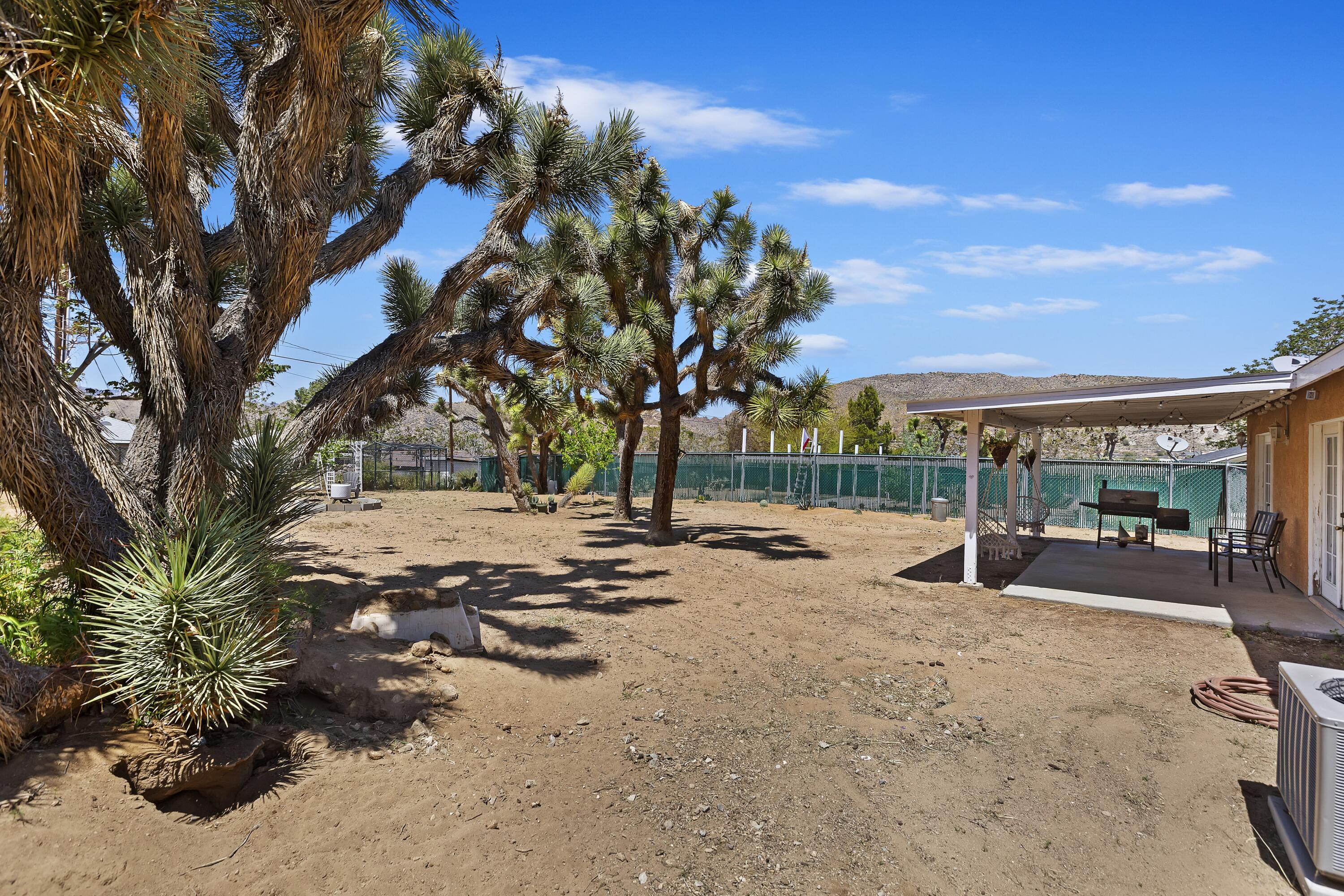 7482 Apache Trail Yucca Valley, CA 92284 - Photo 34 of 38 a view of a backyard with a tree